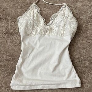 White Lace Trim Cami Top